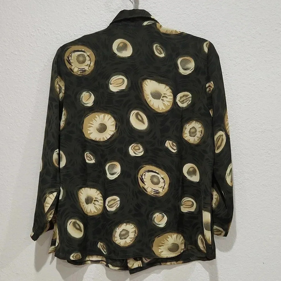 Hand Made Button Down Collar Blouse Gold And  Brown Colors - Picture 5 of 9